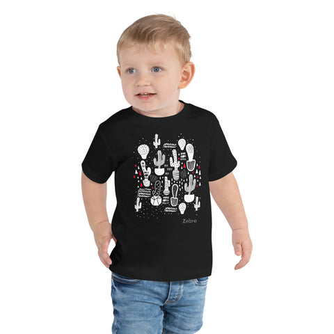 Toddler Doodles T-Shirt - The Cactus Garden - Zebra High Contrast Apparel and Clothing for Parents and Kids