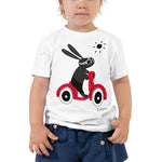 Toddler Doodles T-Shirt - The Scooter Bunny - Zebra High Contrast Apparel and Clothing for Parents and Kids