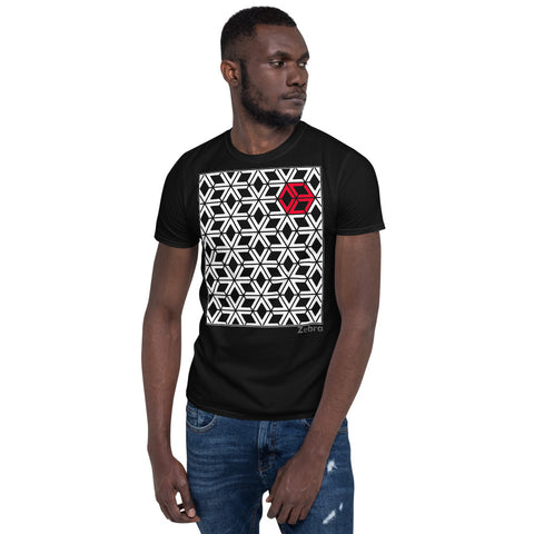 Men's Geometric T-Shirt - The Hidden Cube - Zebra High Contrast Apparel and Clothing for Parents and Kids