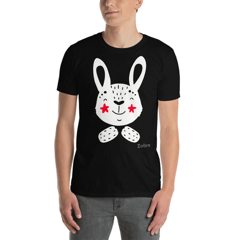 Men's Doodles T-Shirt - The Bunny - Zebra High Contrast Apparel and Clothing for Parents and Kids