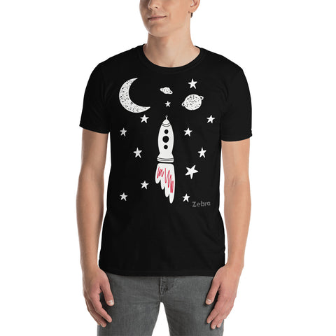 Men's Doodles T-Shirt - The Blastoff - Zebra High Contrast Apparel and Clothing for Parents and Kids