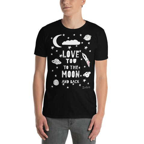 Men's Doodles T-Shirt - The Moon Shot - Zebra High Contrast Apparel and Clothing for Parents and Kids