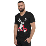 Men's Doodles T-Shirt - The Scooter Bunny - Zebra High Contrast Apparel and Clothing for Parents and Kids
