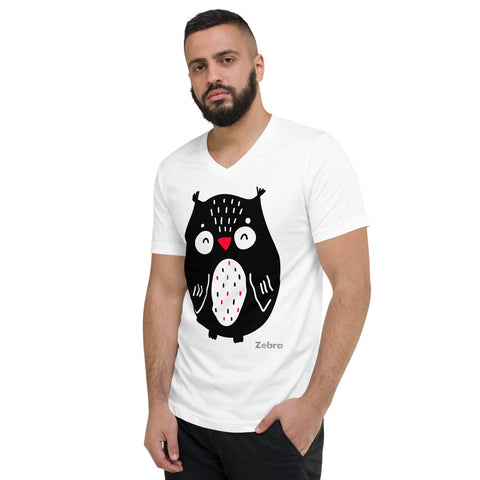 Men's Doodles T-Shirt - The Owl - Zebra High Contrast Apparel and Clothing for Parents and Kids