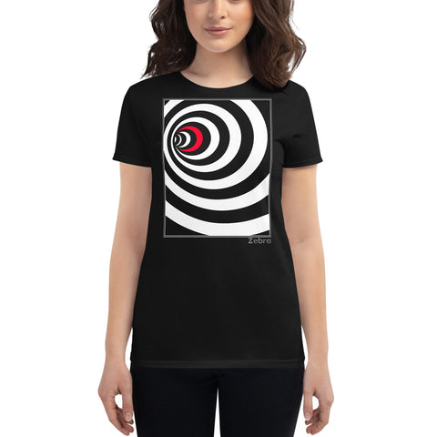 Women's Stripes T-Shirt - The Spiral - Zebra High Contrast Apparel and Clothing for Parents and Kids