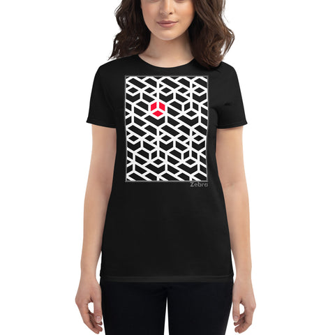 Women's Geometric T-Shirt - The Rubik - Zebra High Contrast Apparel and Clothing for Parents and Kids