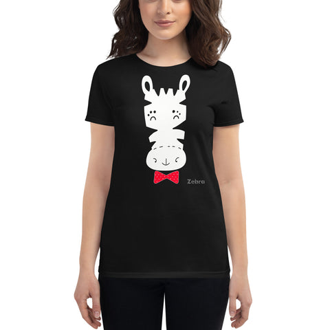 Women's Doodles T-Shirt - The Party Zebra - Zebra High Contrast Apparel and Clothing for Parents and Kids