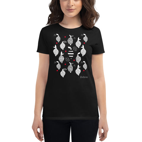 Women's Doodles T-Shirt - The Lemmons - Zebra High Contrast Apparel and Clothing for Parents and Kids