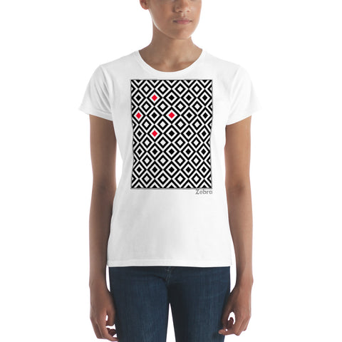 Women's Geometric T-Shirt - The Diamonds - Zebra High Contrast Apparel and Clothing for Parents and Kids