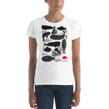 Women's Doodles T-Shirt - The Whales - Zebra High Contrast Apparel and Clothing for Parents and Kids