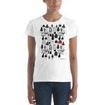 Women's Doodles T-Shirt - The Mushroom Forest - Zebra High Contrast Apparel and Clothing for Parents and Kids