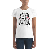 Women's Doodles T-Shirt - The Cactus Garden - Zebra High Contrast Apparel and Clothing for Parents and Kids
