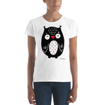 Women's Doodles T-Shirt - The Owl - Zebra High Contrast Apparel and Clothing for Parents and Kids