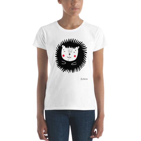 Women's Doodles T-Shirt - The Hedgehog - Zebra High Contrast Apparel and Clothing for Parents and Kids