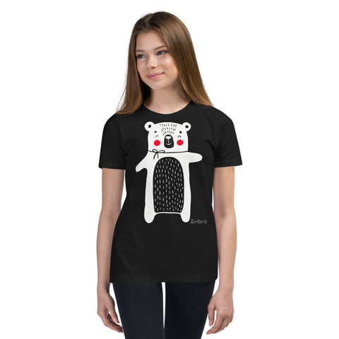 Kid's Doodles T-Shirt - The Big Bear - Zebra High Contrast Apparel and Clothing for Parents and Kids