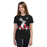 Kid's Doodles T-Shirt - The Scooter Bunny - Zebra High Contrast Apparel and Clothing for Parents and Kids