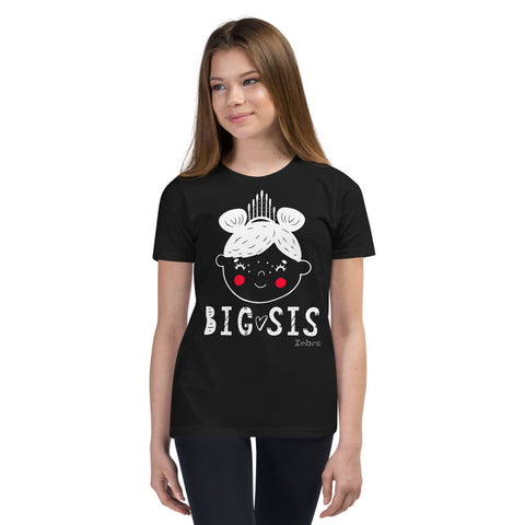 Kid's Doodles T-Shirt - The Big Sis - Zebra High Contrast Apparel and Clothing for Parents and Kids