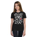 Kid's Doodles T-Shirt - The Mushroom Forest - Zebra High Contrast Apparel and Clothing for Parents and Kids