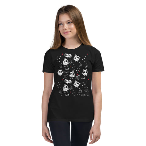Kid's Doodles T-Shirt - The Tweeting Owls - Zebra High Contrast Apparel and Clothing for Parents and Kids