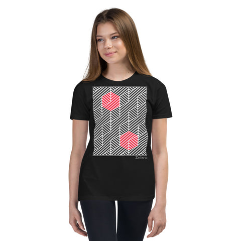 Kid's Geometric T-Shirt - The Cubes - Zebra High Contrast Apparel and Clothing for Parents and Kids