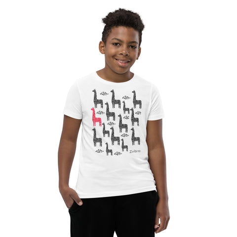 Kid's Doodles T-Shirt - The Giraffe Tower - Zebra High Contrast Apparel and Clothing for Parents and Kids