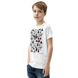 Kid's Doodles T-Shirt - The Mushroom Forest - Zebra High Contrast Apparel and Clothing for Parents and Kids