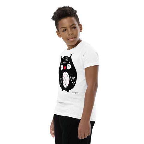 Kid's Doodles T-Shirt - The Owl - Zebra High Contrast Apparel and Clothing for Parents and Kids